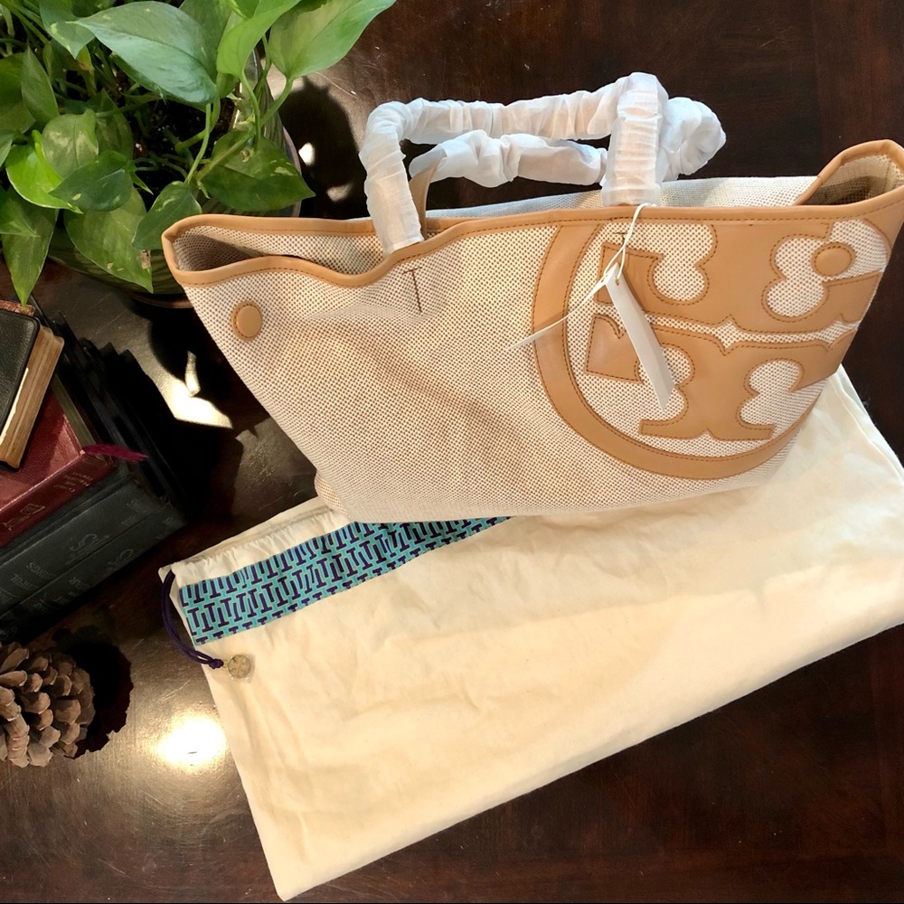 Tory Burch Lonnie Canvas Vachetta Tote